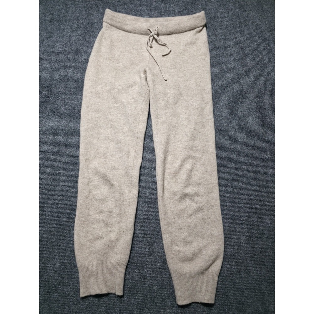 Reformation cashmere-blend knit jogger pants soft oatmeal/taupe neutral shade S